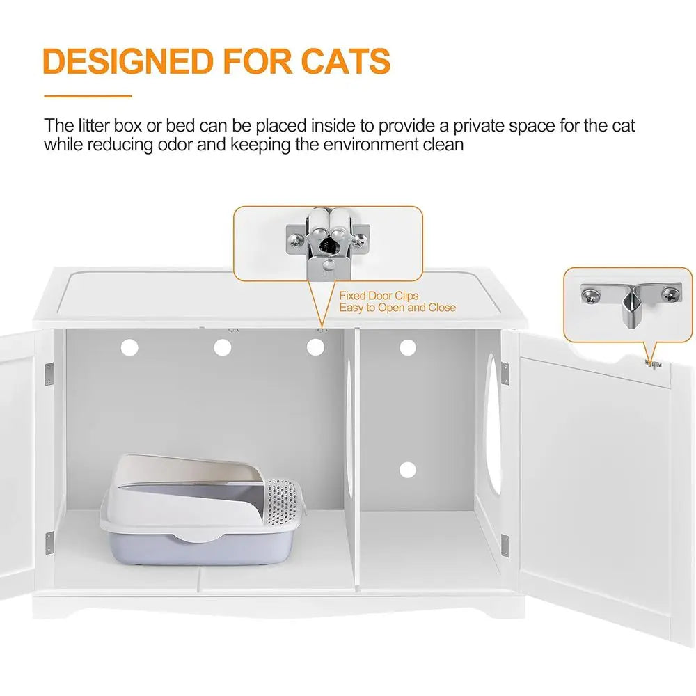Modern Wooden Cat Litter Box Enclosure Console Cabinet With Lid