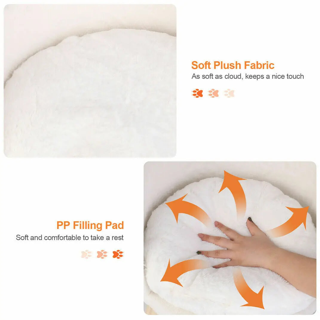 Luxurious Plush Cat Bed With Cushion Pad And Wooden Legs