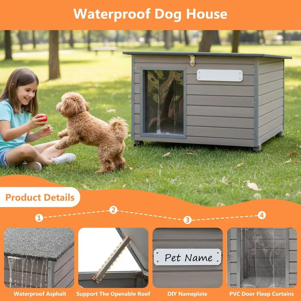 Durable Indoor Outdoor Wooden Dog House With Openable Roof