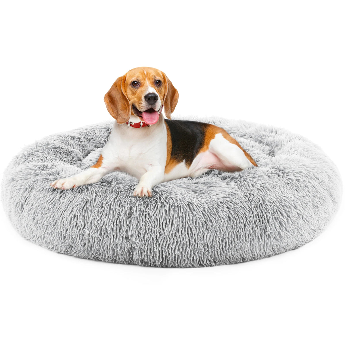 JHK Calming UltraPlush Faux Fur Dog Bed With Anti Slip
