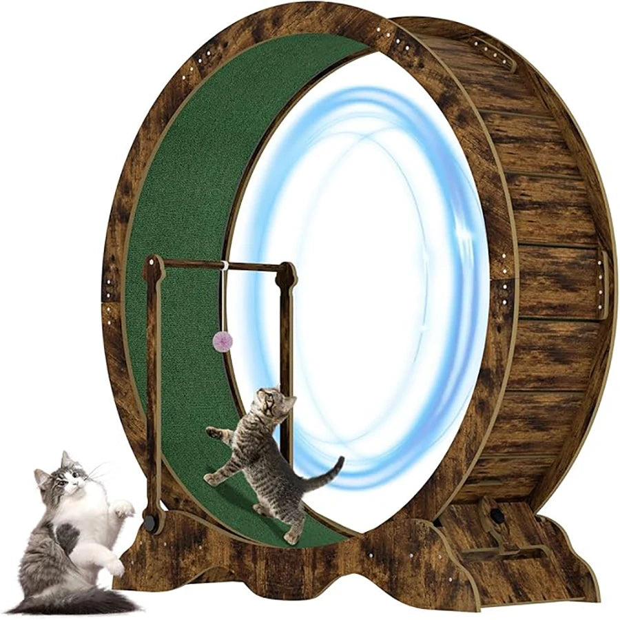 Cat Exercise Wheel With Detachable Carpeted Runway For Pet Fitness