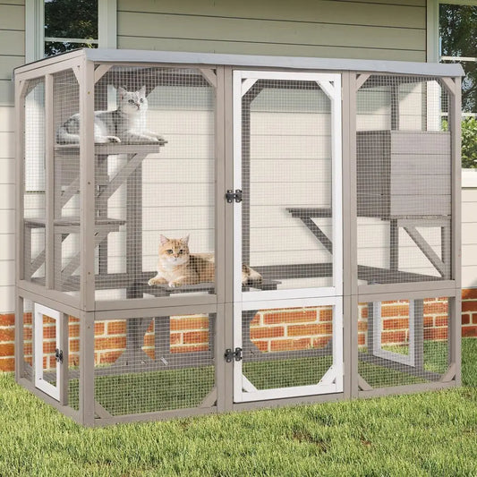 Weather Resistant Outdoor Cat Catio Enclosure With Platforms