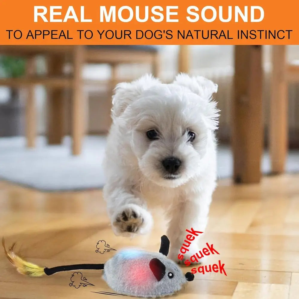 Automatic Interactive Dog Mouse Toy With Squeak And Led Lights