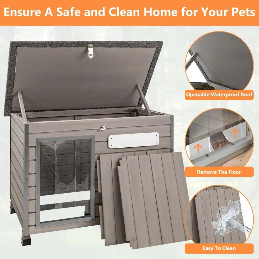 Durable Indoor Outdoor Wooden Dog House With Openable Roof