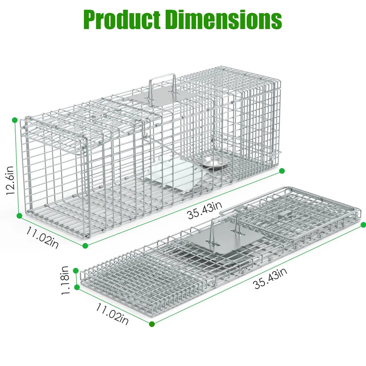 Collapsible Galvanized Wire Humane Animal Trap Cage With Gloves
