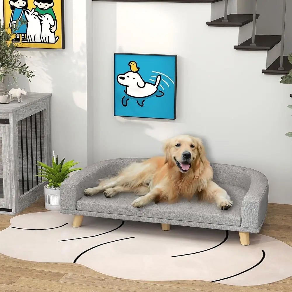Luxury Wooden Pet Sofa Bed With Washable Cushion Cover