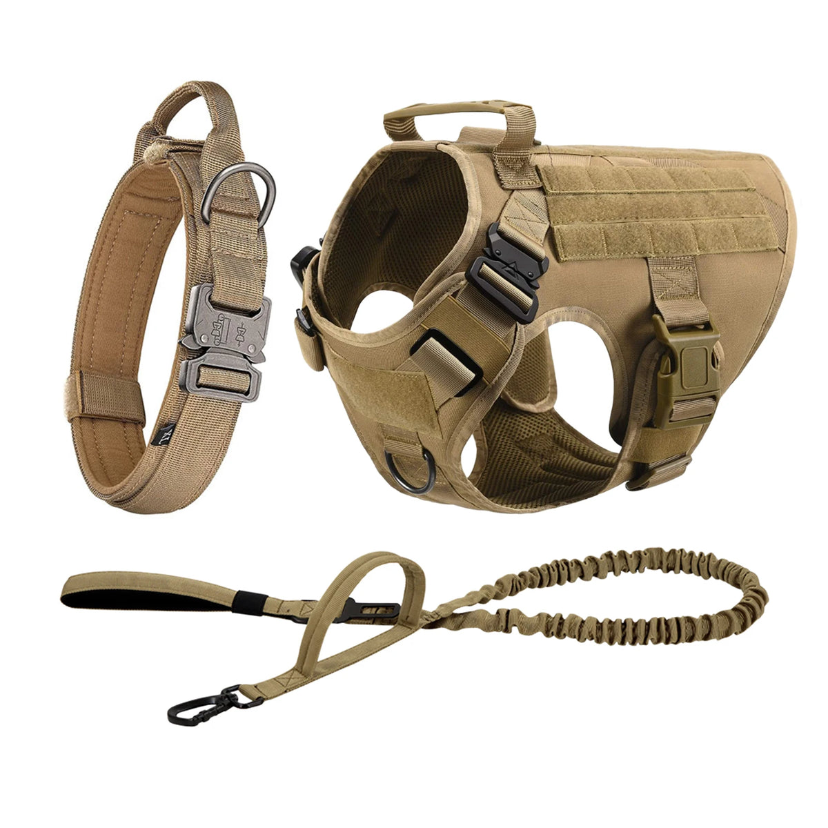 Tactical Dog Harness With Leash And Molle Pouches For Training