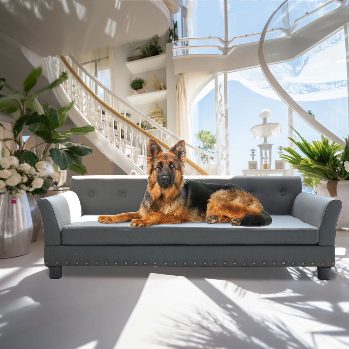 BINGOPAW Elevated Rectangle Dog Bed With Durable Modern Sofa Design