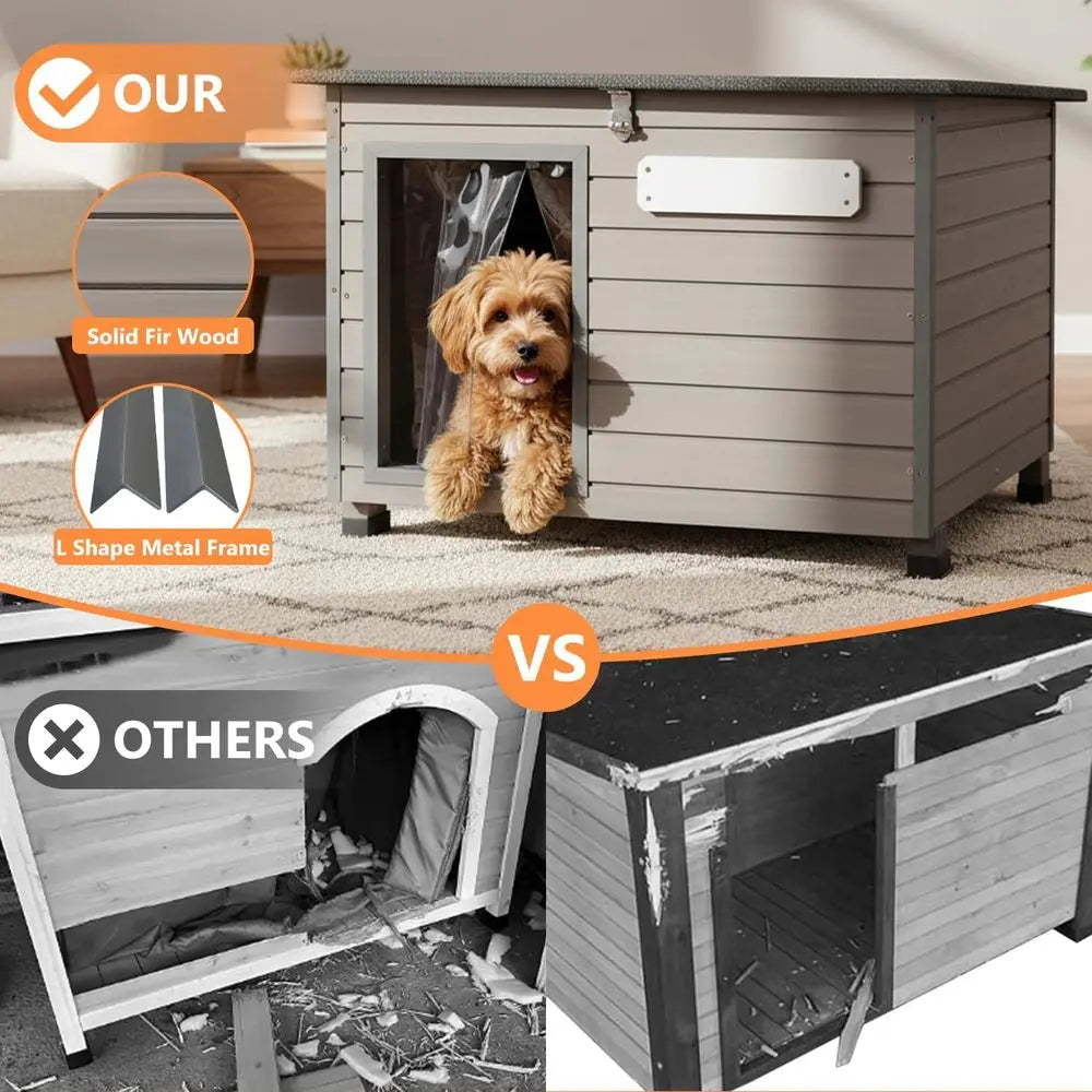 Durable Indoor Outdoor Wooden Dog House With Openable Roof