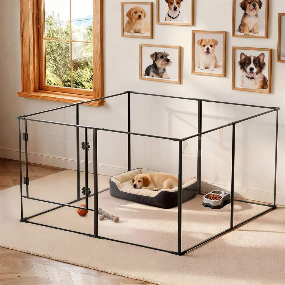 BINGOPAW 8 Panels Acrylic Dog Playpen Indoor Exercise Fence