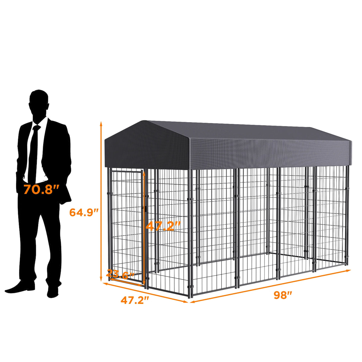 BINGOPAW Outdoor Dog Kennel With Waterproof Cover And Metal Frame