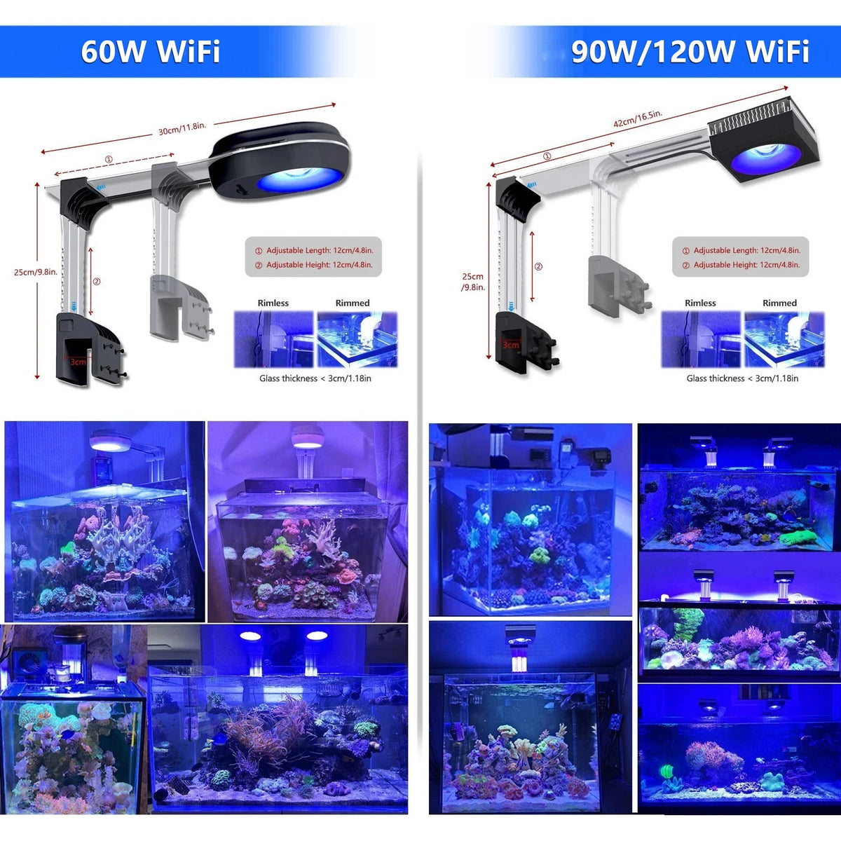 PopBloom WiFi Reef LED Aquarium Light For Marine Corals