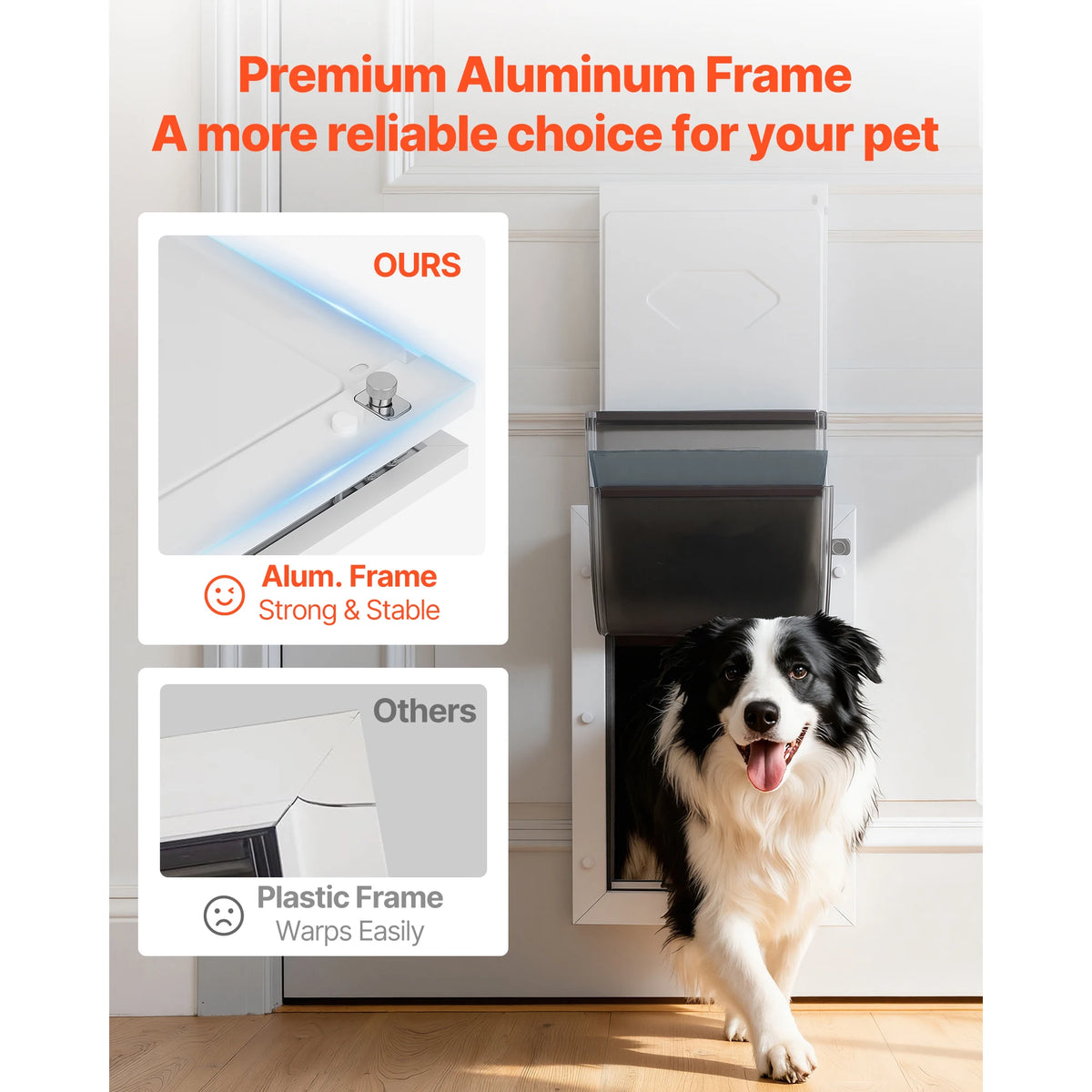 SucceBuy Magnetic Flap Pet Door With Durable Weatherproof Metal Frame