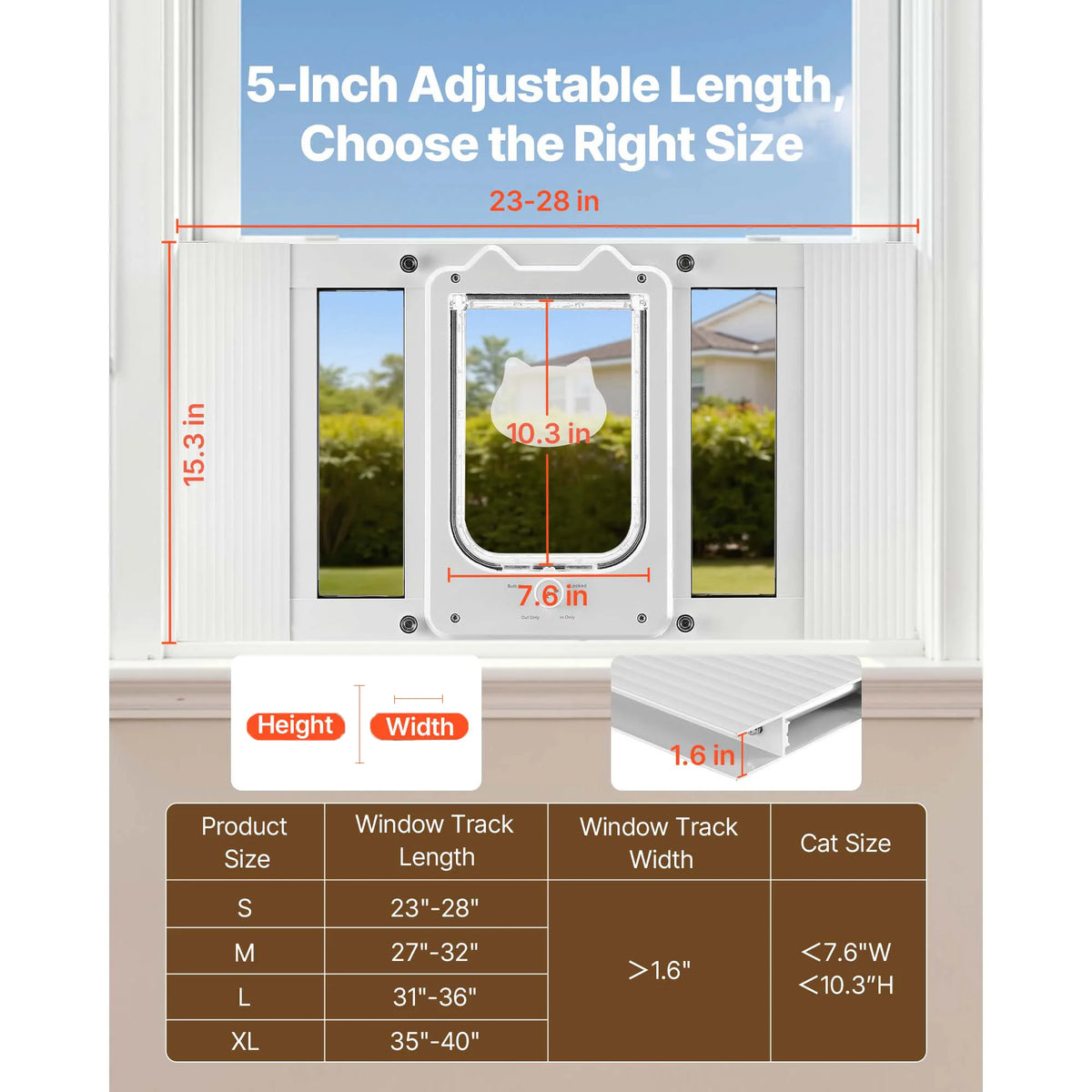 SucceBuy Adjustable Cat Door With Secure Locking Modes