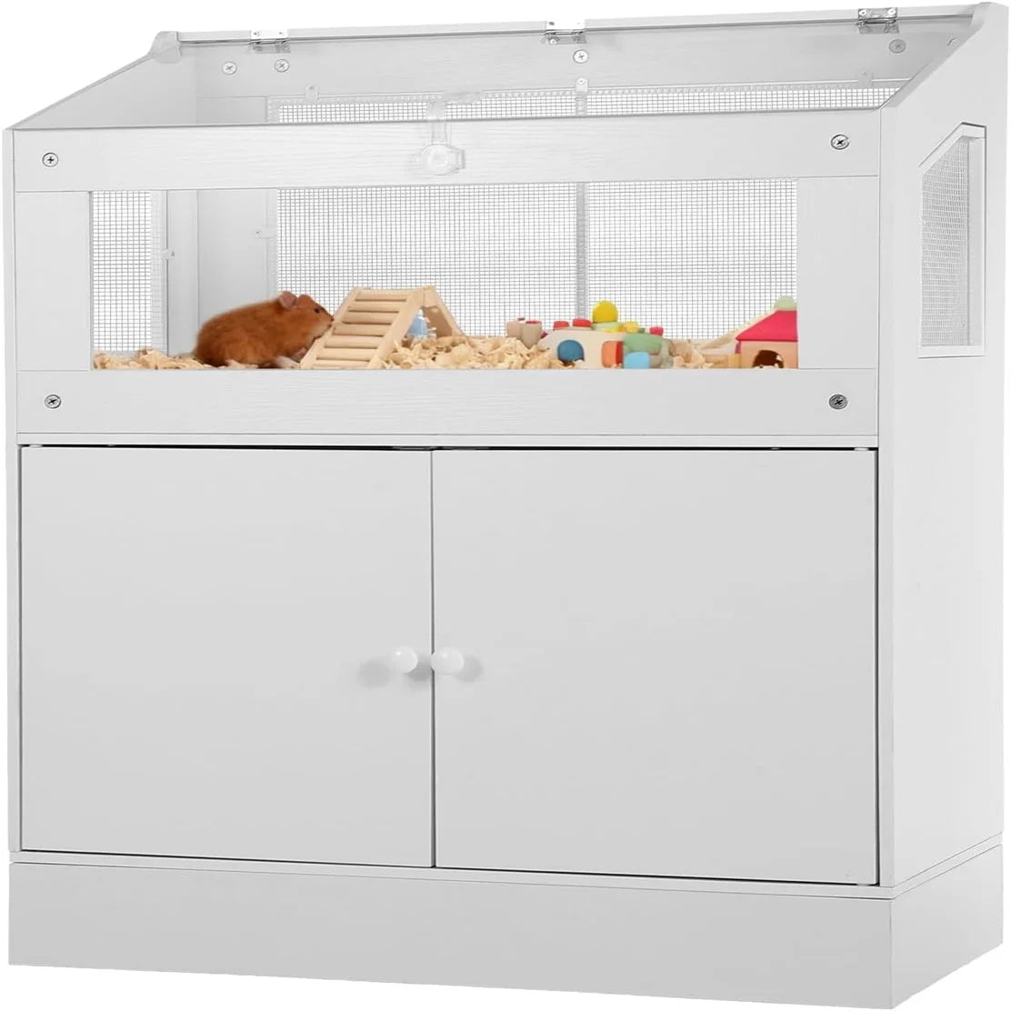HiMISS Hamster Cage With Storage Cabinet And Easy View Panels