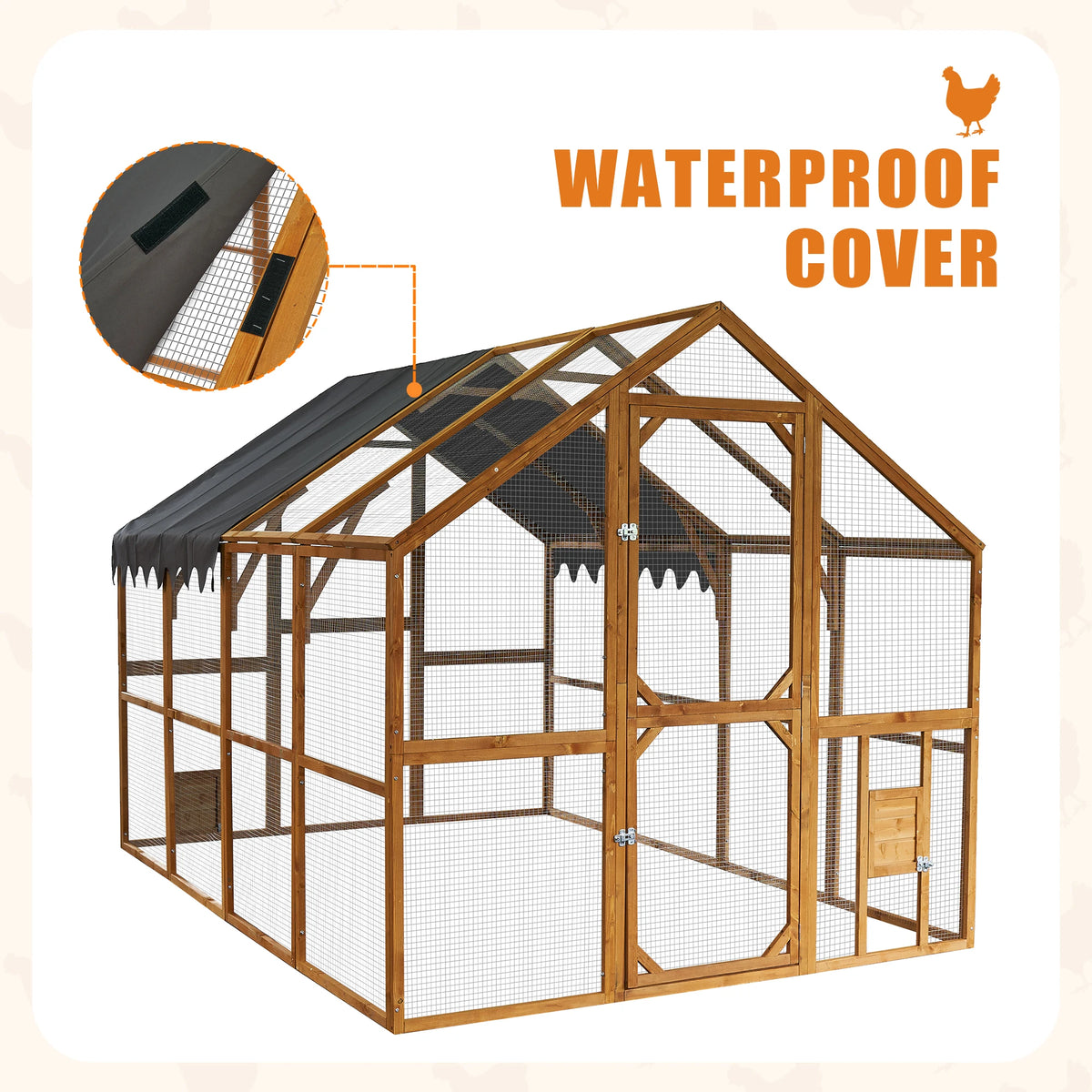 Outdoor Iron Chicken Coop And Pet Playpen With Waterproof Cover