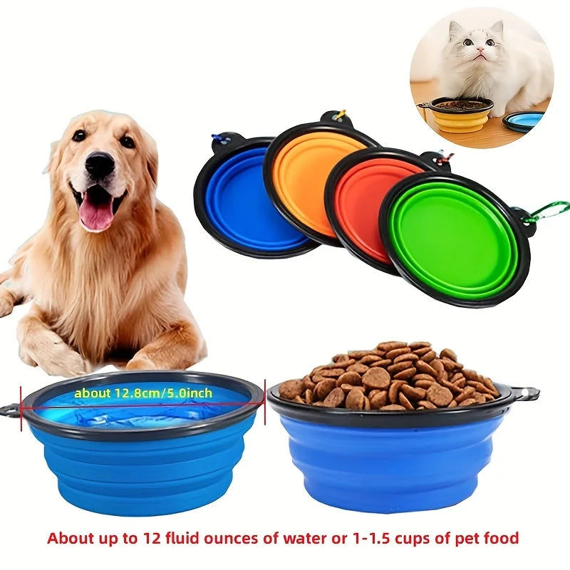 Durable Silicone Collapsible Travel Pet Food Bowl