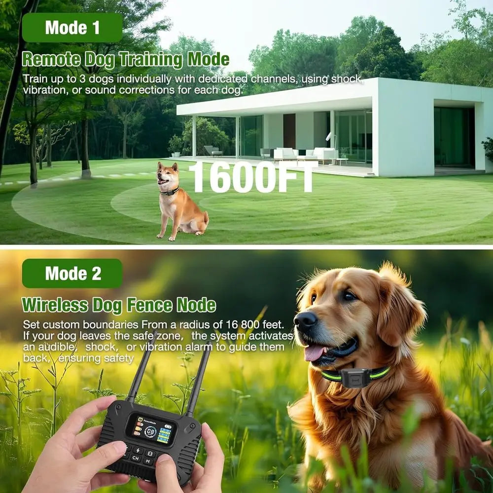 2.4Ghz Wireless Dog Fence System With Waterproof Rechargeable Training Collar