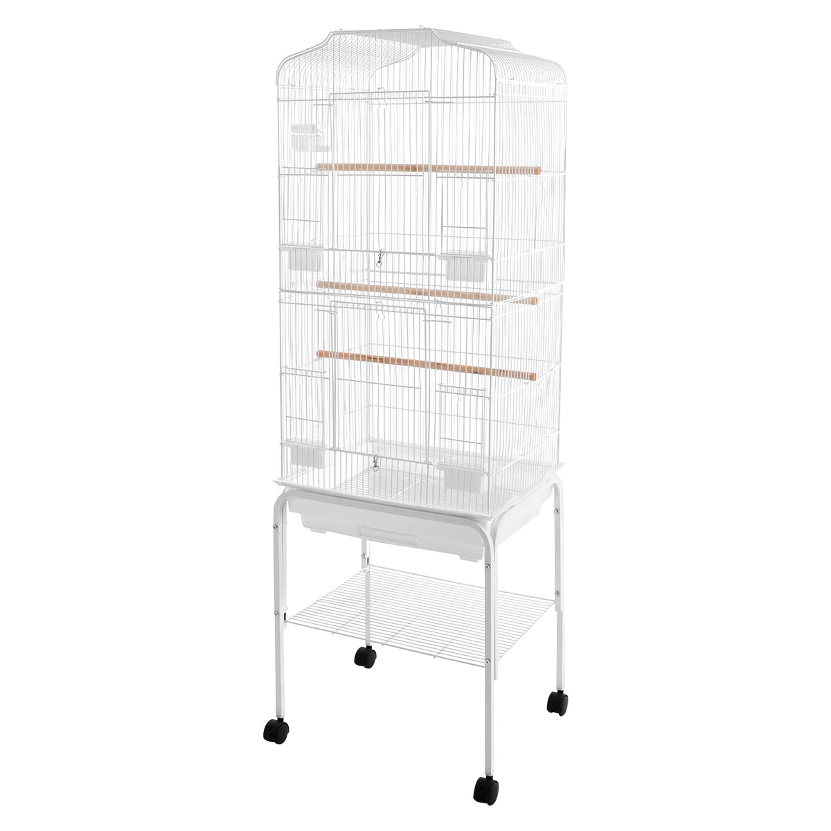 Large White Black Flight Bird Cage Stand For Cockatiel Parrot Finches