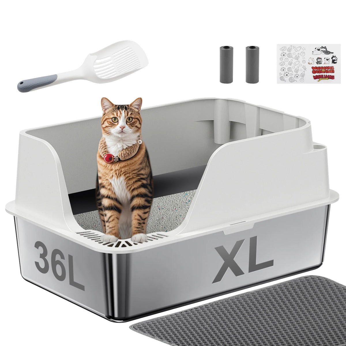 Stainless Steel Cat Litter Box With Splashproof And Leakproof Design