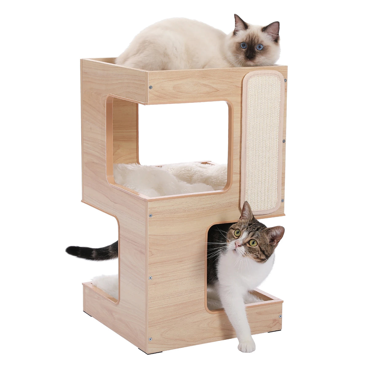 PAWZ Road Wood Cat Condo Tree House With Scratching Pad