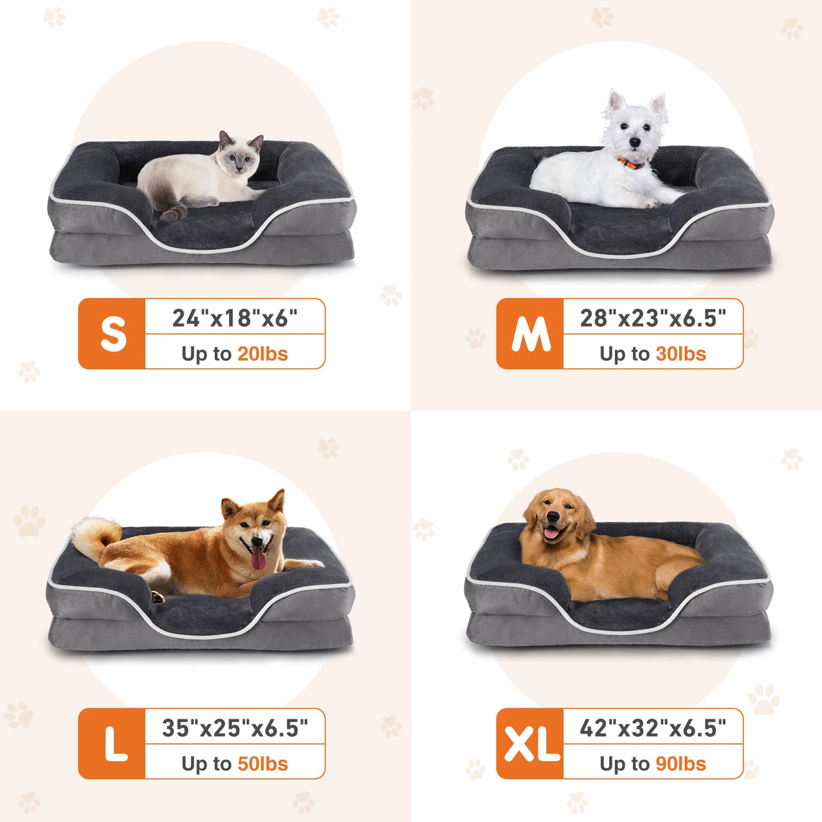 JHK Orthopedic Memory Foam Dog Bed With Removable Cover