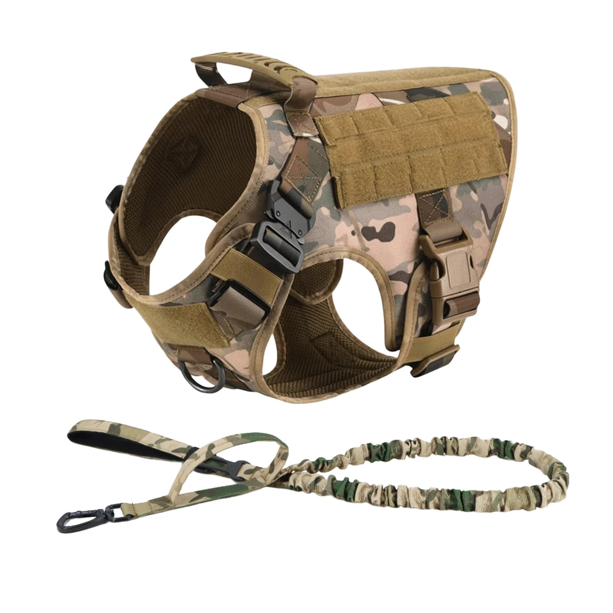 Tactical Dog Harness With Leash And Molle Pouches For Training