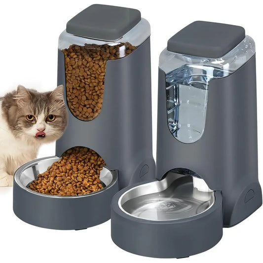 Automatic Stainless Steel Cat Feeder and Water Dispenser