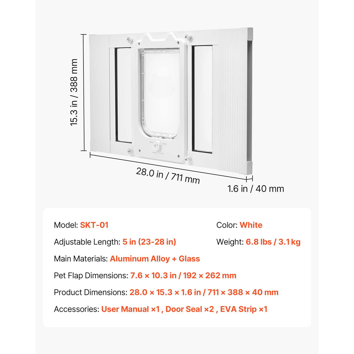 SucceBuy Adjustable Cat Door With Secure Locking Modes
