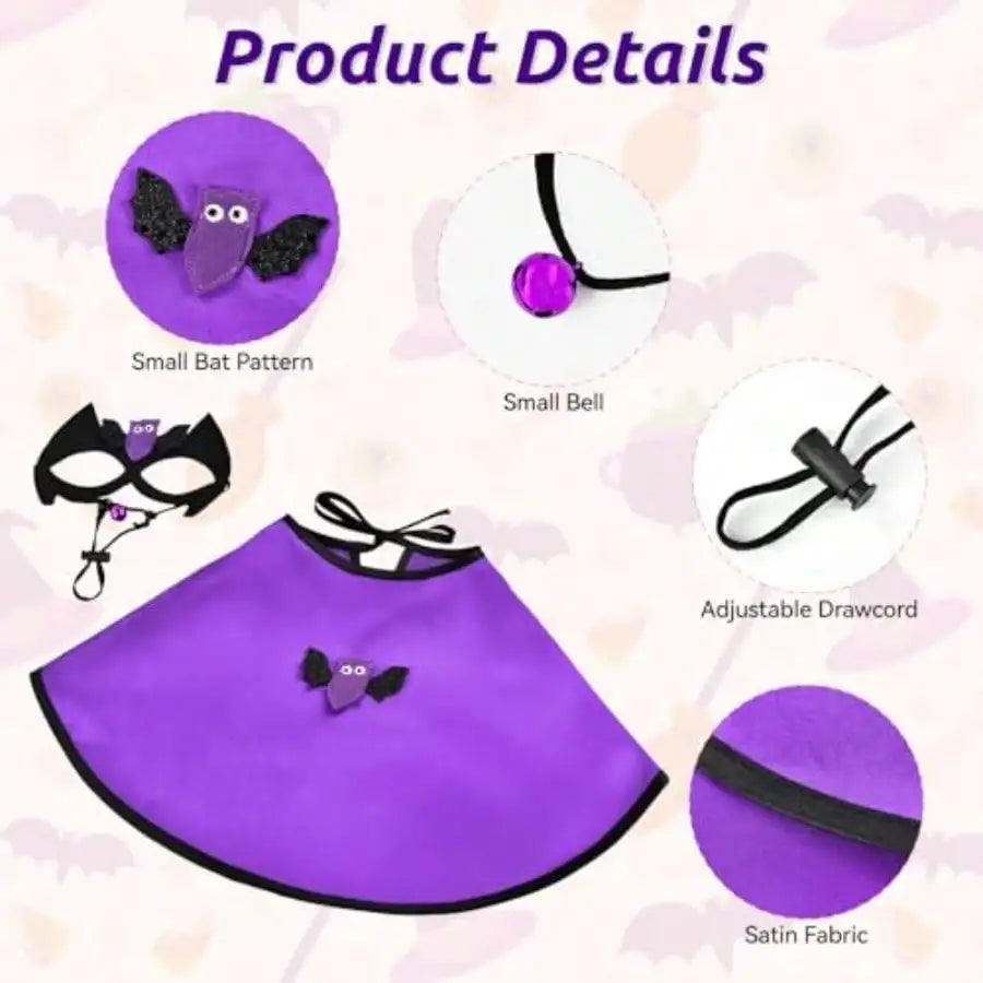 Dog And Cat Vampire Halloween Cape Costume With Bat Mask