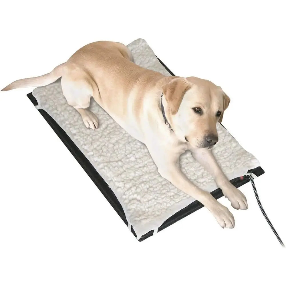 Heated Pet Mat With Fleece Cover And Chew Resistant Cord