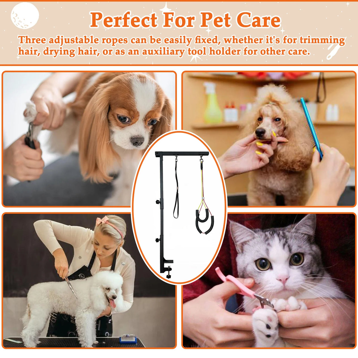 Adjustable Dog Grooming Arm With Haunch Holders For Small Dogs