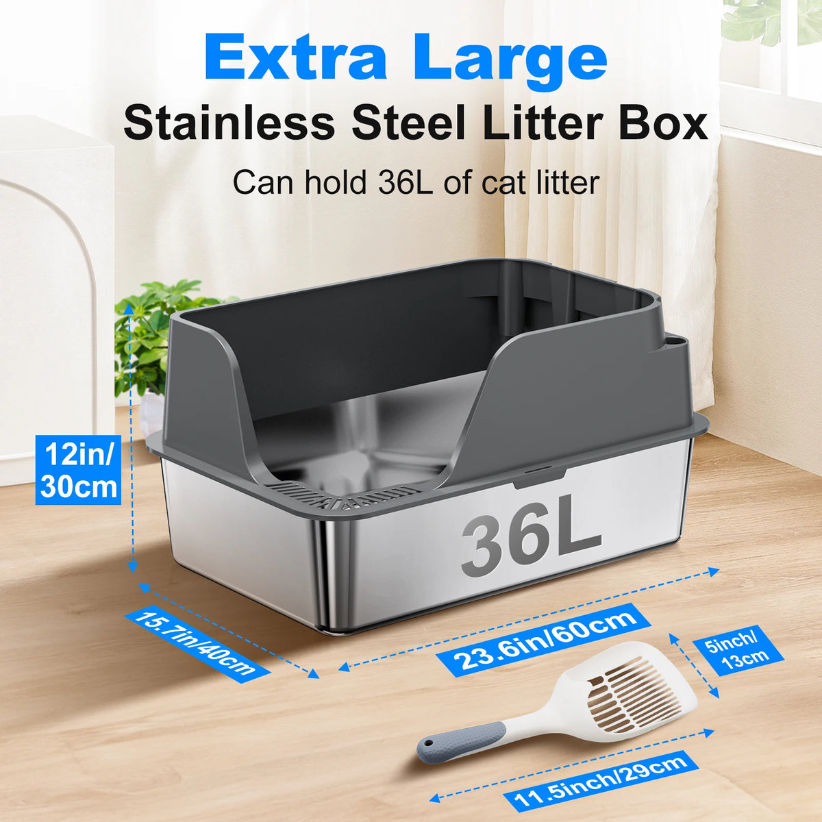 Stainless Steel Cat Litter Box With Splashproof And Leakproof Design