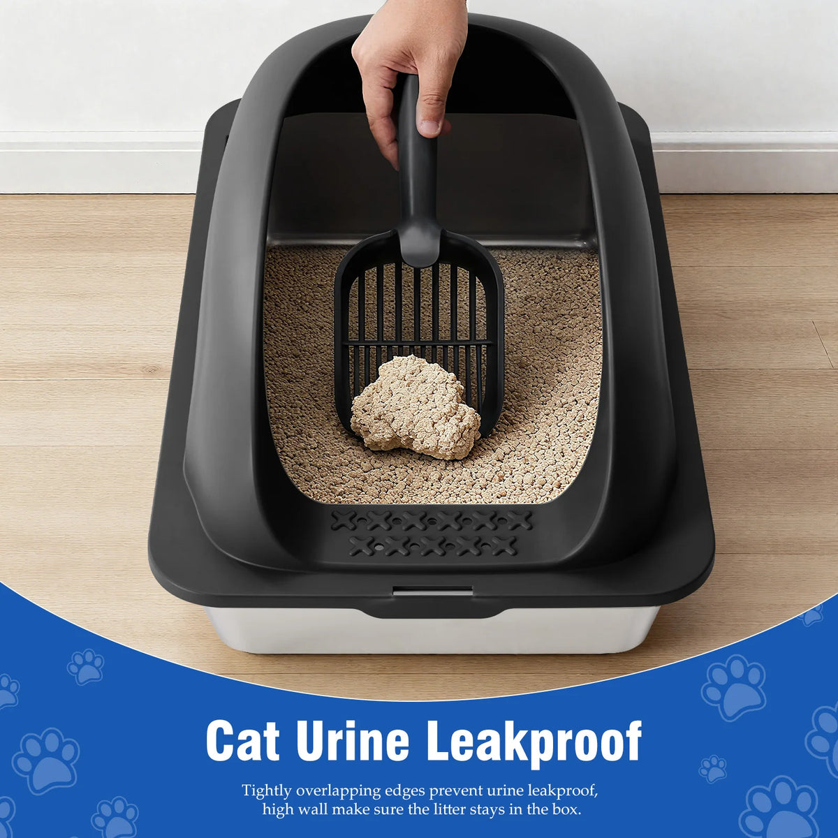 Stainless Steel Cat Litter Box Lid Scoop And Mat Included