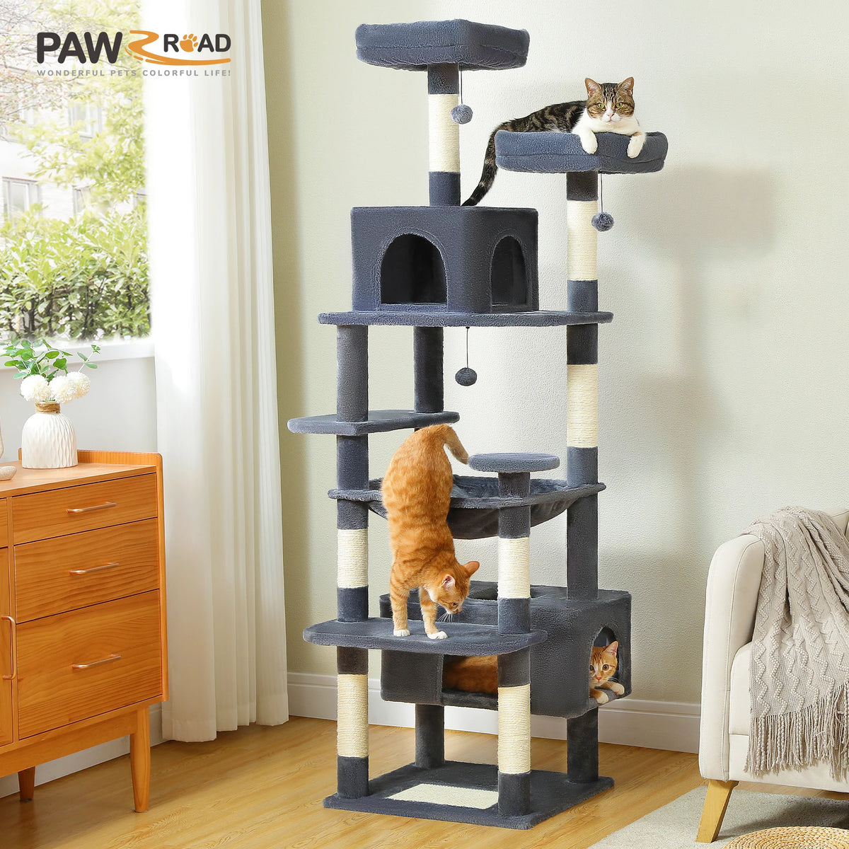 PAWZ Road Large Cat Tree Tower For Indoor Cats Hammock