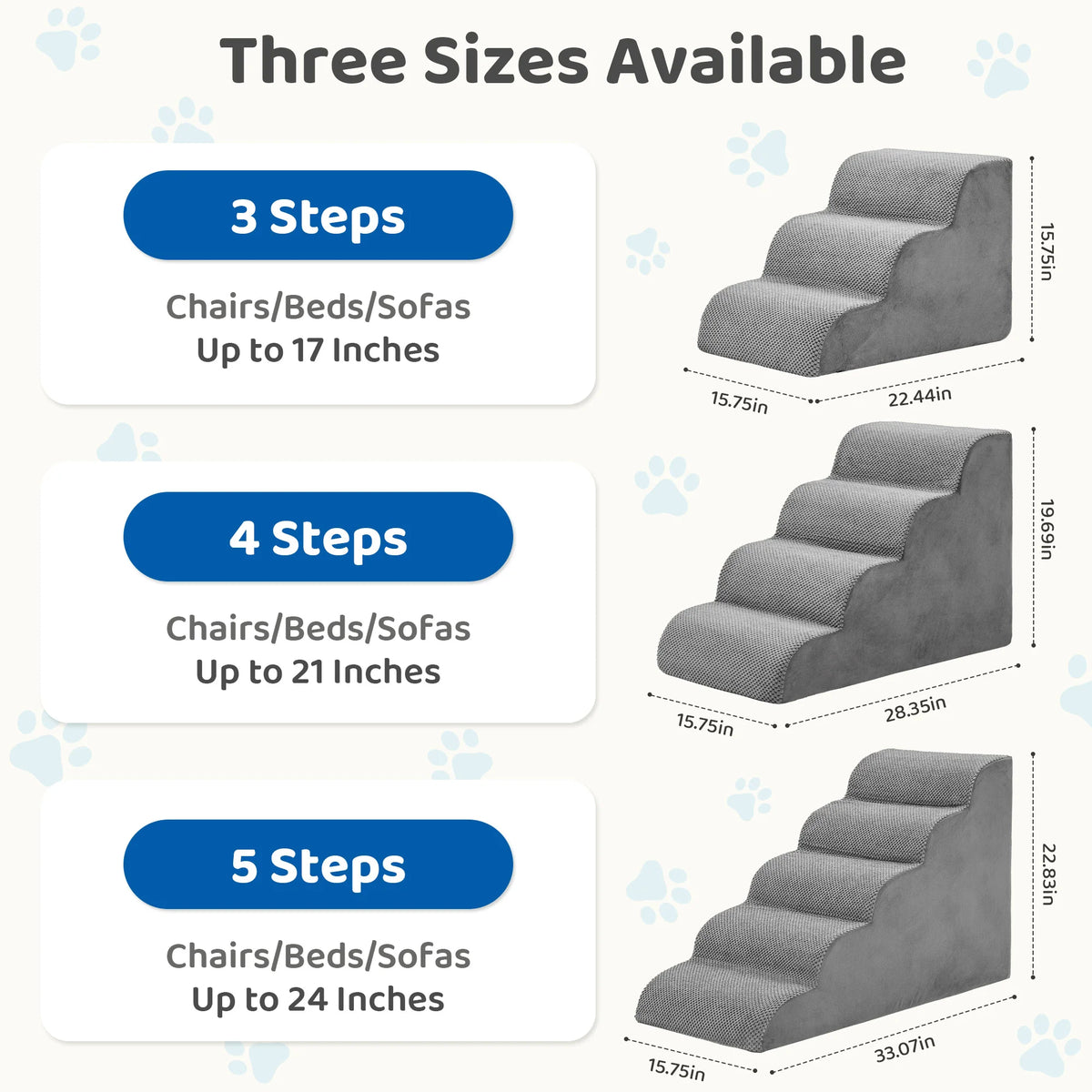 JHK Curved Design High Density Foam Dog Stairs Ramp