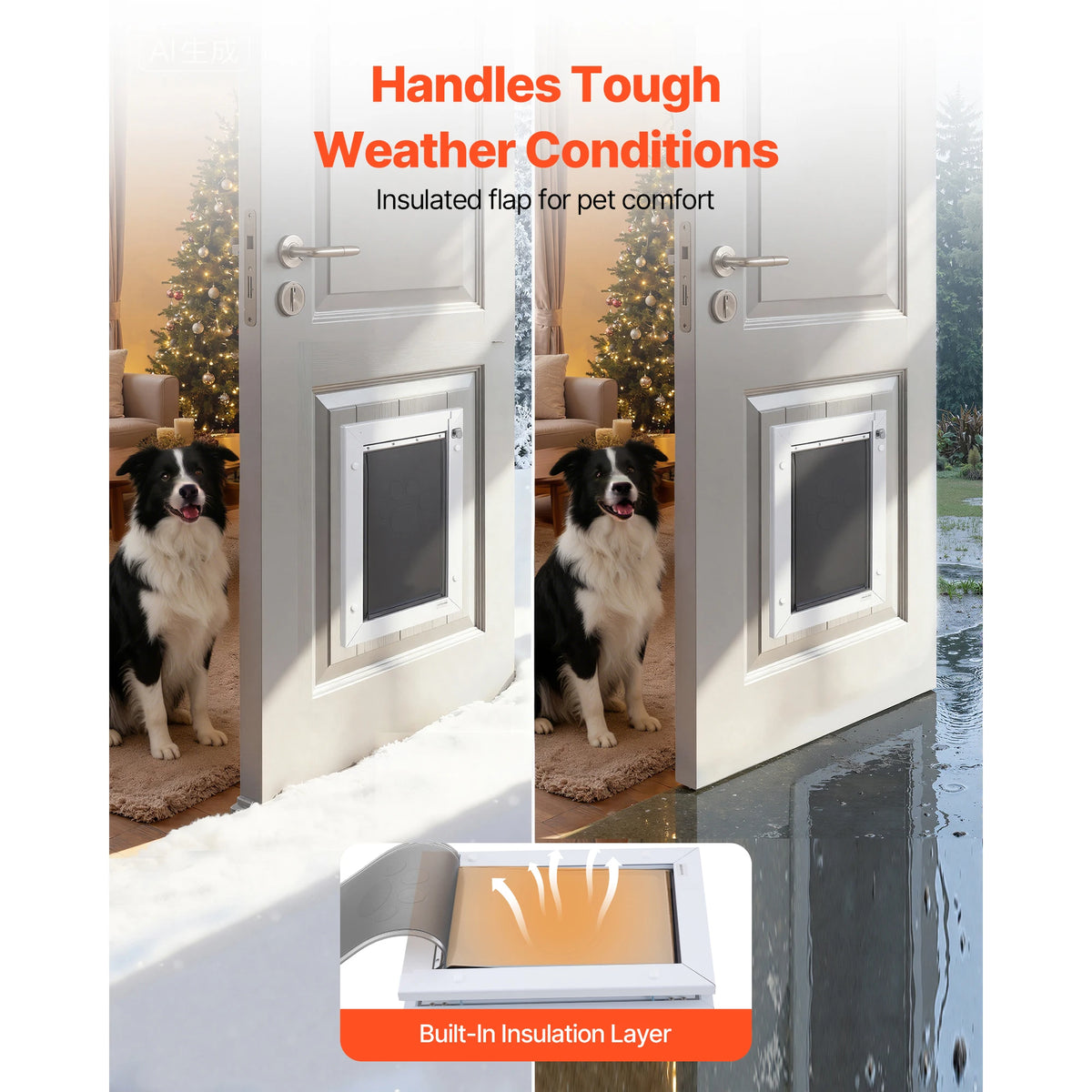 SucceBuy Magnetic Flap Pet Door With Durable Weatherproof Metal Frame