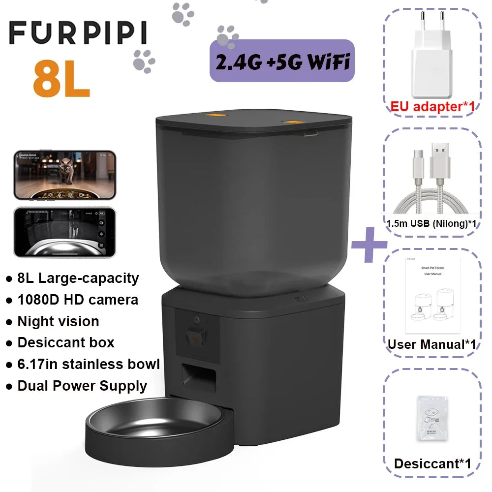 Furpipi Automatic Pet Feeder With HD Camera And WiFi Control
