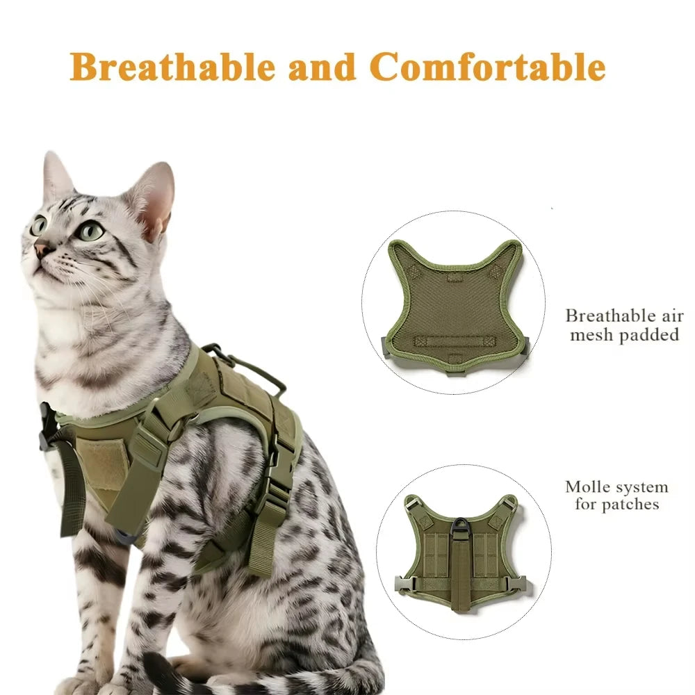 Petavel Adjustable Escape Proof Tactical Cat Harness With Leash