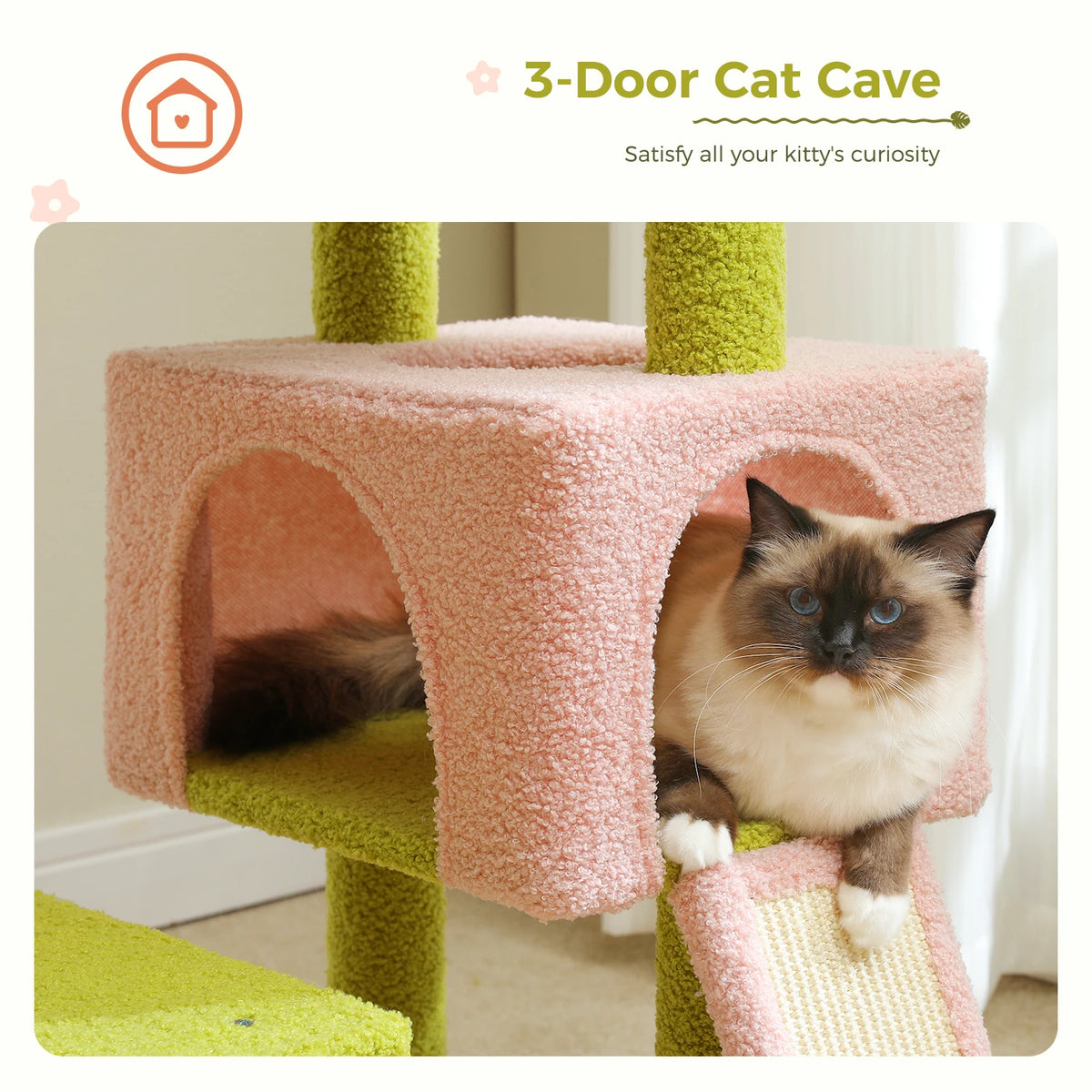 PEQULTI Flower Cat Tree Multi-Level Cat Tower With Scratching Posts