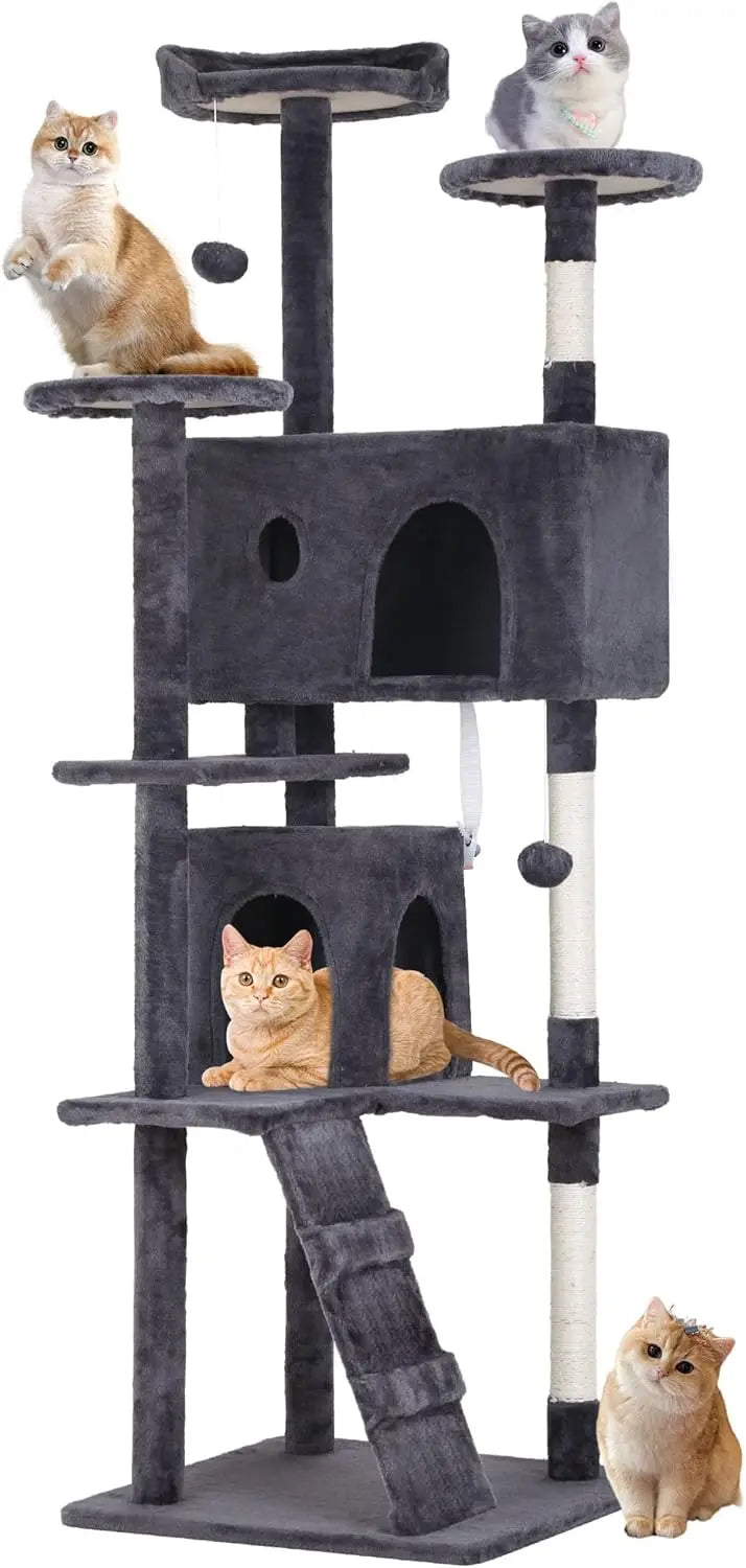 BestPet Multi-Level Cat Tree With Scratching Posts And Cozy Condos