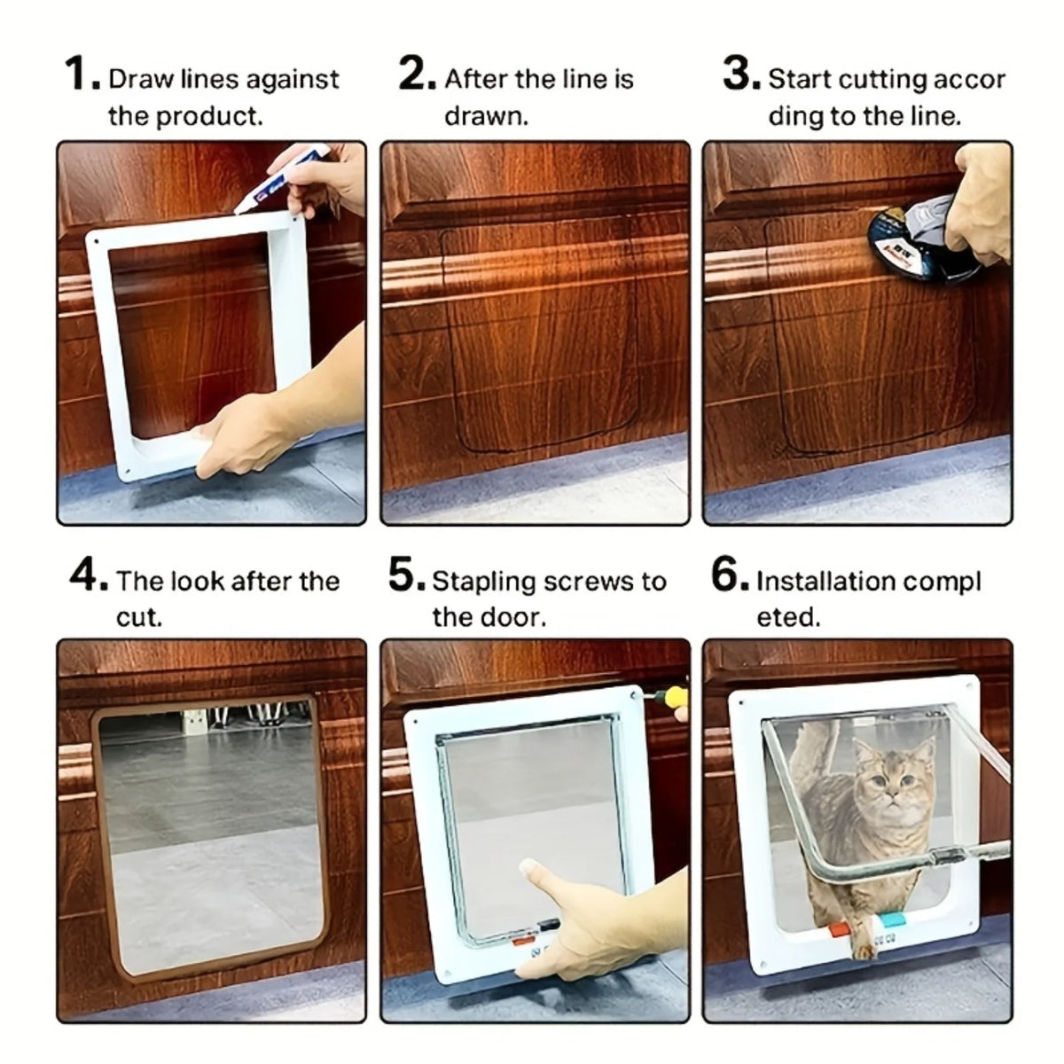 Durable Wooden Pet Flap Door With Four Way Security Lock