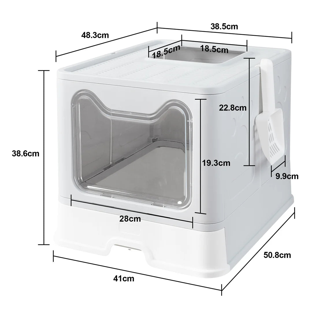 Foldable Enclosed Cat Litter Box With Portable Scoop Drawer
