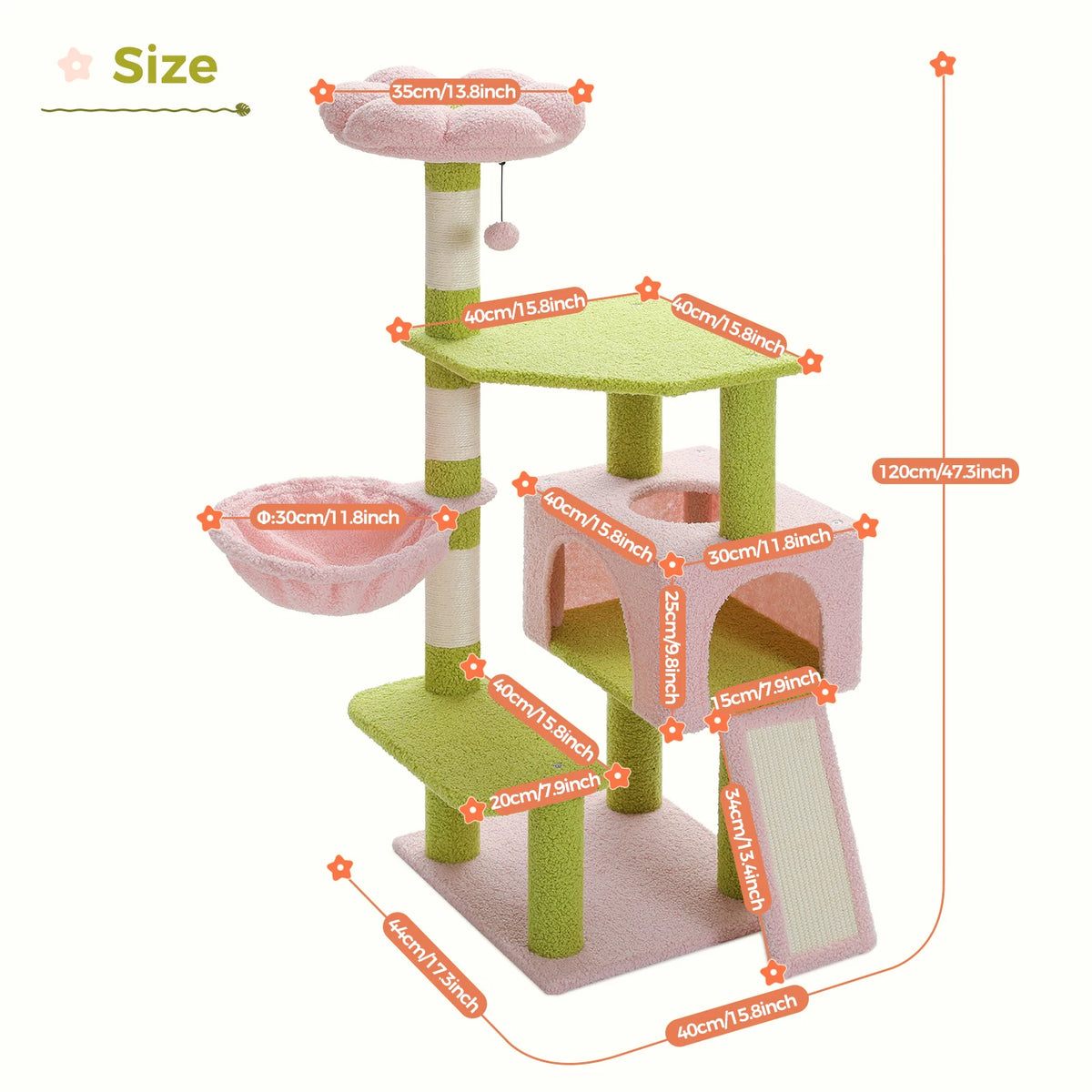 PEQULTI Flower Cat Tree Multi-Level Cat Tower With Scratching Posts