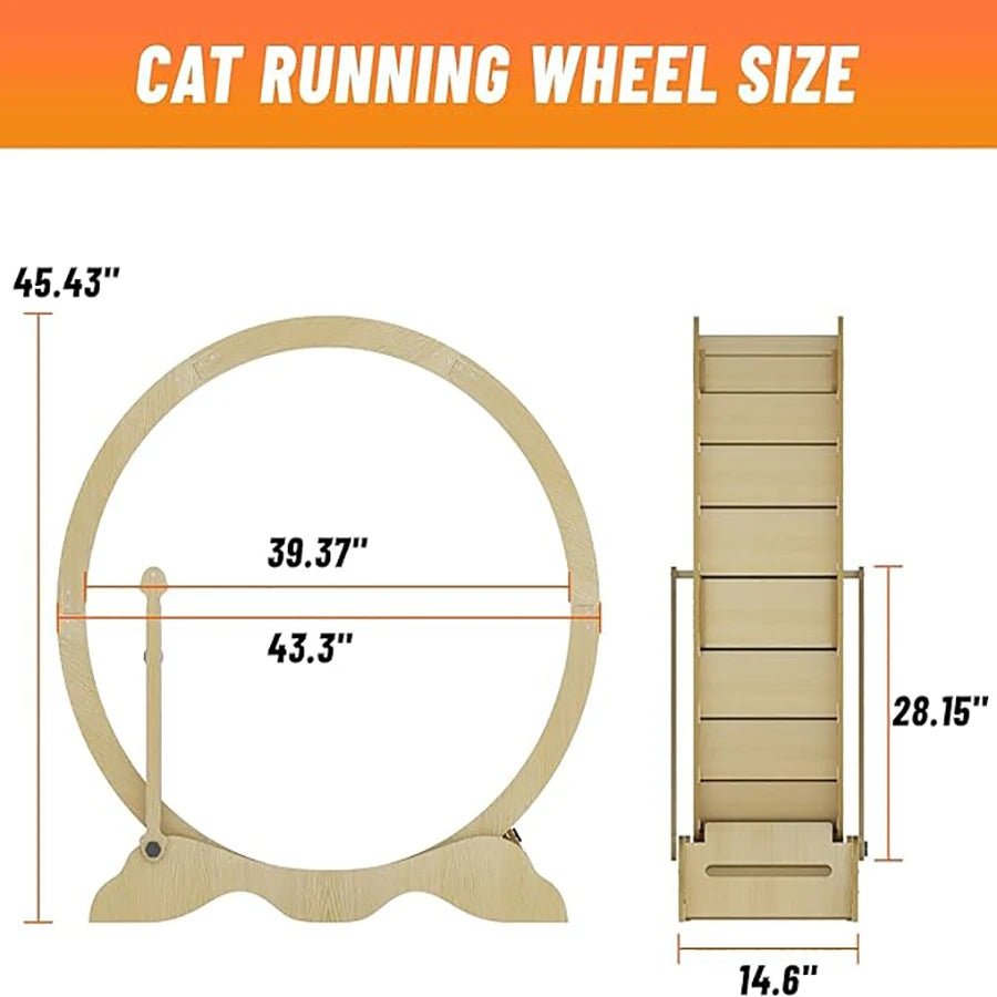 Cat Exercise Wheel With Detachable Carpeted Runway For Pet Fitness
