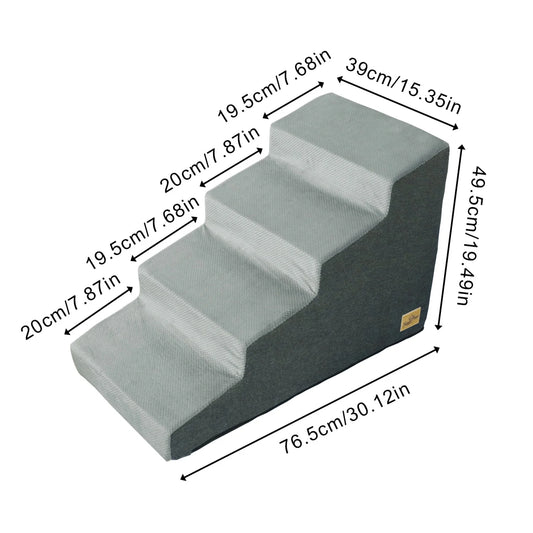 Balanced 3 Step Dog Stairs With Washable Fabric Cover