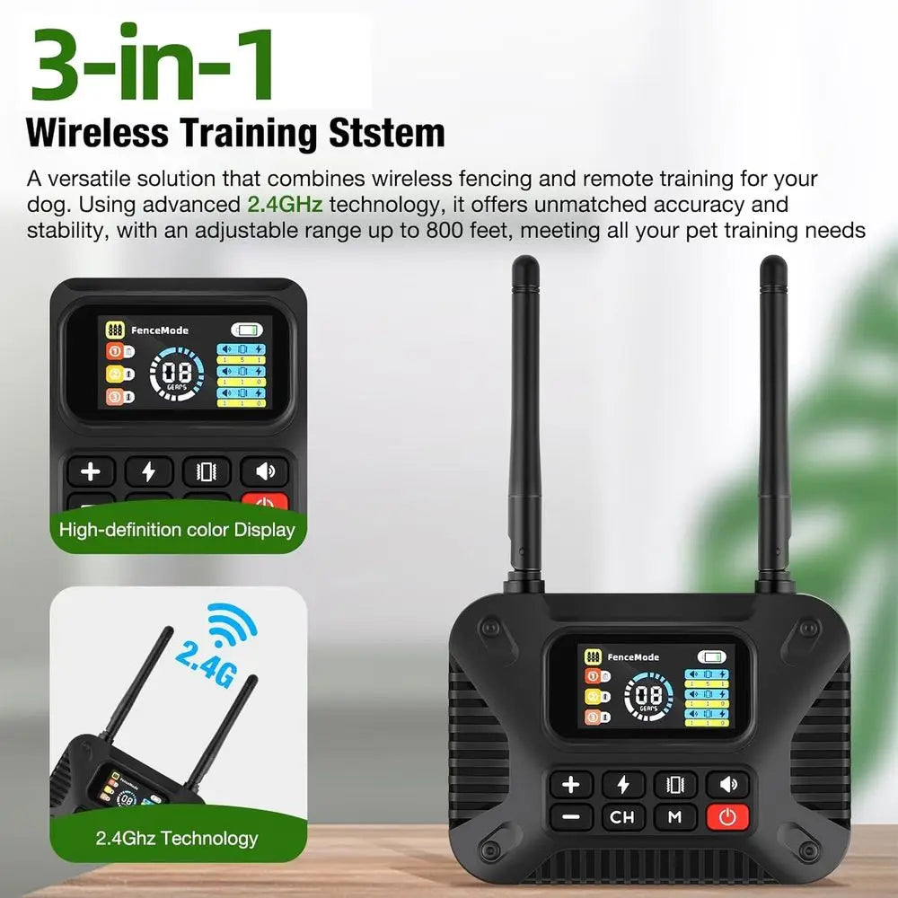 2.4Ghz Wireless Dog Fence System With Waterproof Rechargeable Training Collar