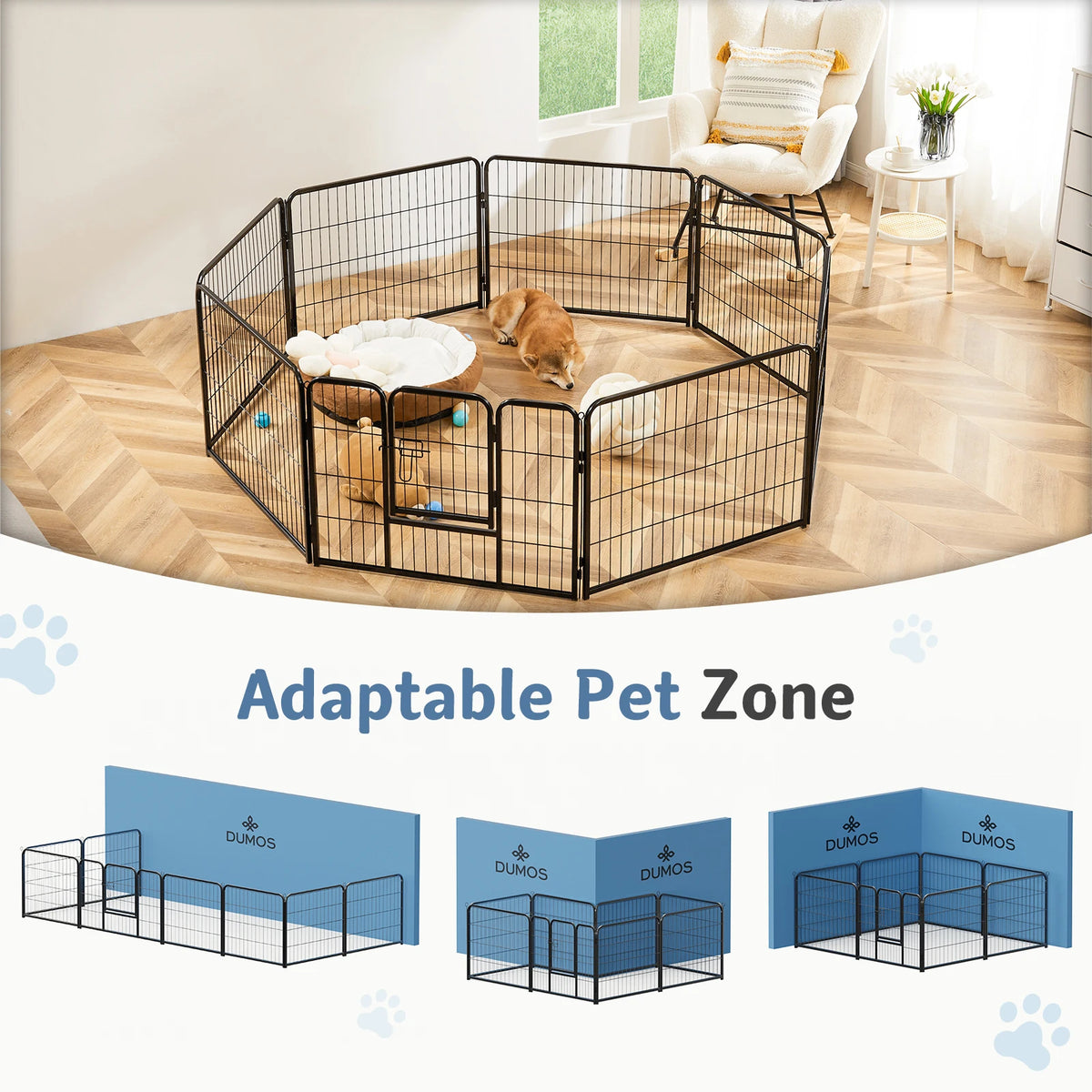 JHK Metal 8 Panel Dog Playpen Foldable Exercise Fence Yard