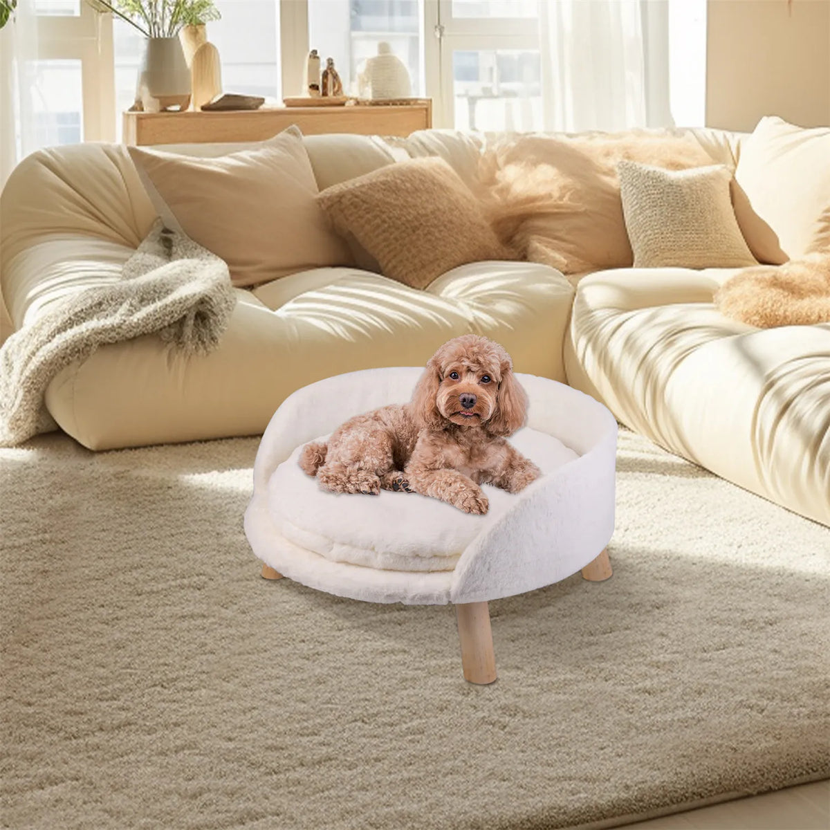 BINGOPAW Raised Pet Sofa Bed With Removable Cushion for Cats and Dogs