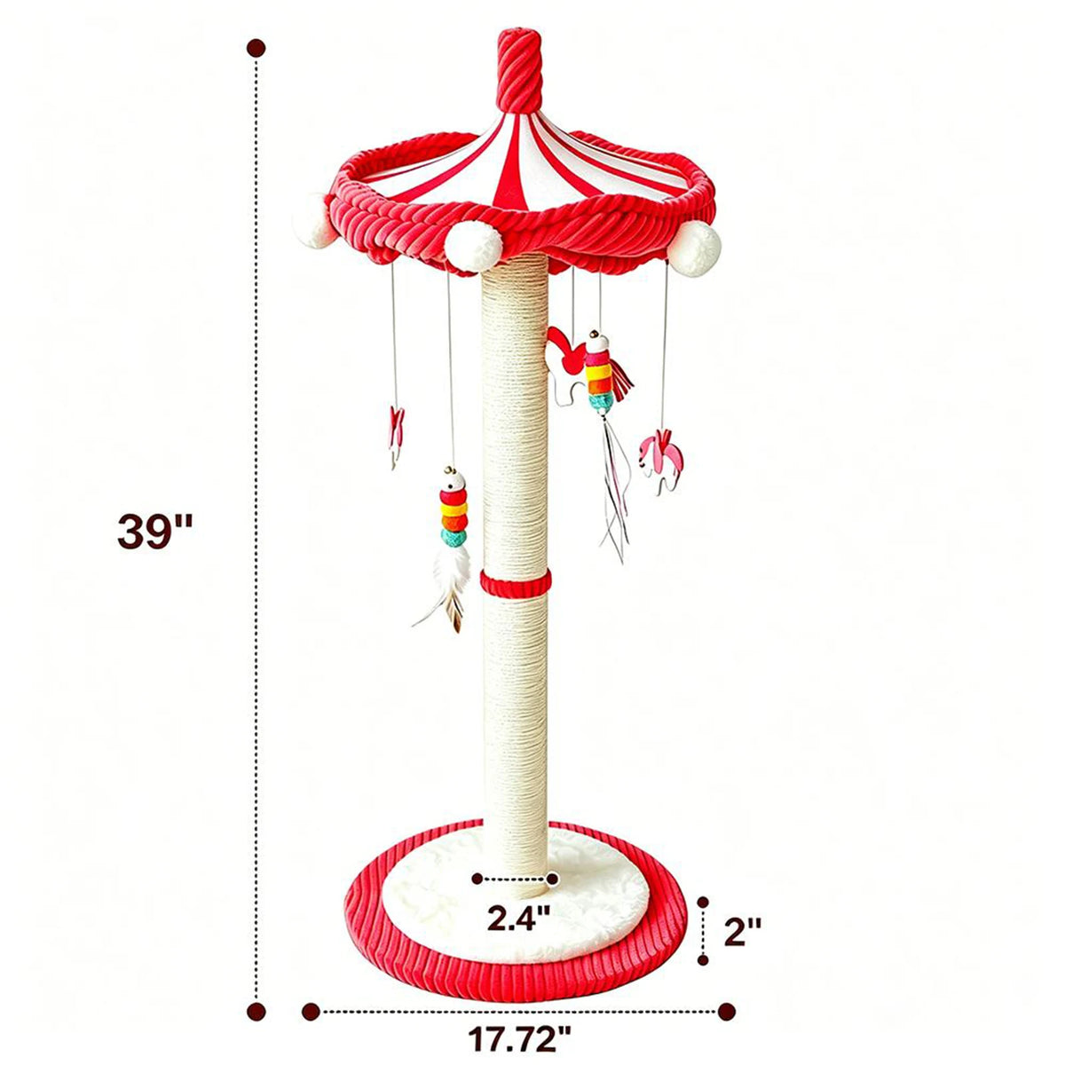 CWV Rotating Interactive Cat Scratching Post Sisal Tree Feather Teaser